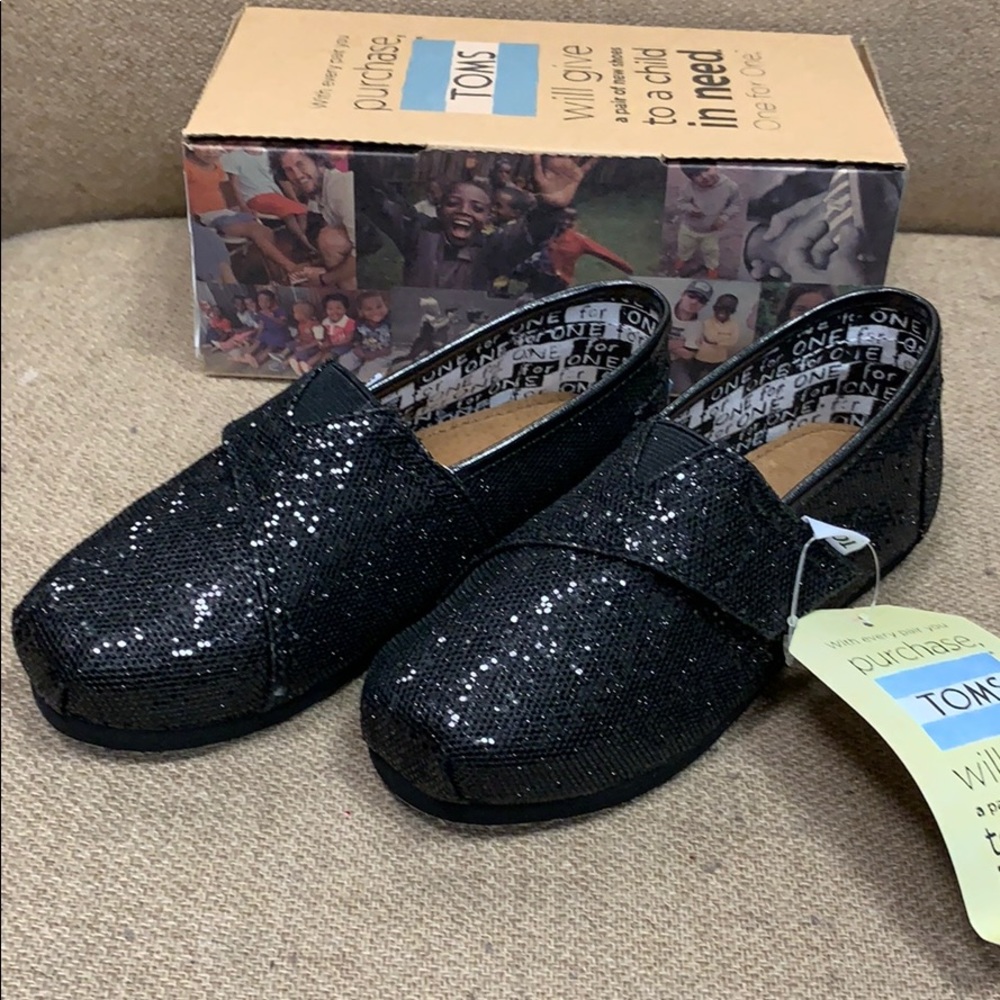 Toms black glitter shoes size tiny 11
